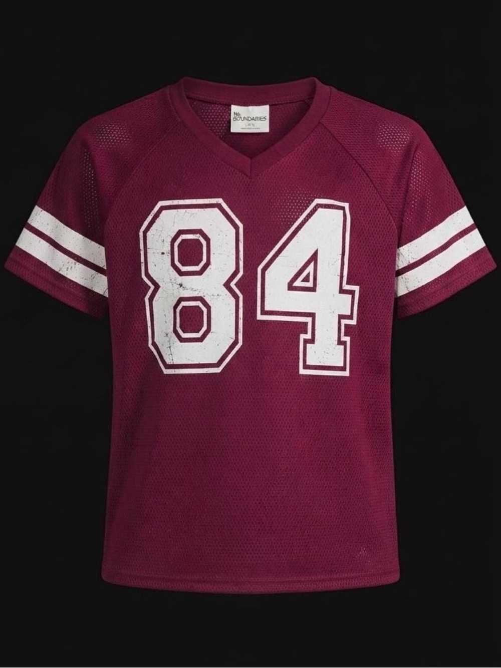 No Boundaries Maroon Mesh Jersey 84 Athletic Sporty Short Sleeve Top Size L (12-